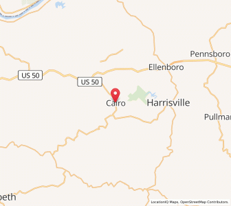 Map of Cairo, West Virginia