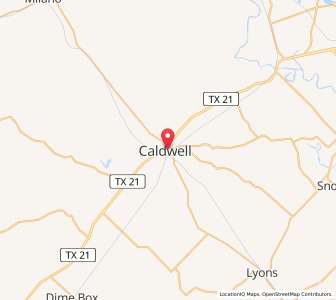 Map of Caldwell, Texas