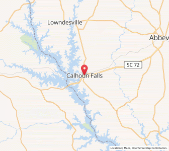 Map of Calhoun Falls, South Carolina