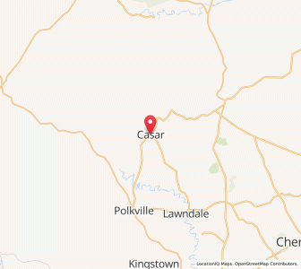 Map of Casar, North Carolina