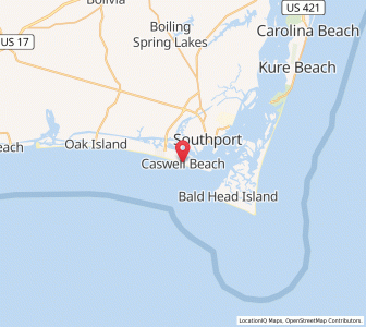 Map of Caswell Beach, North Carolina