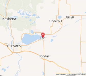 Map of Cecil, Wisconsin