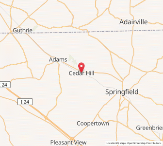 Map of Cedar Hill, Tennessee