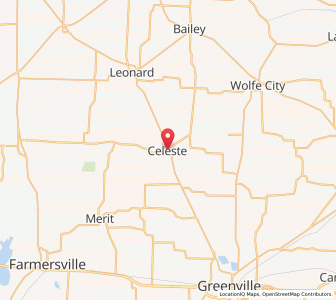 Map of Celeste, Texas