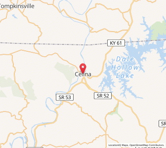 Map of Celina, Tennessee