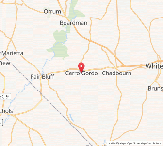 Map of Cerro Gordo, North Carolina
