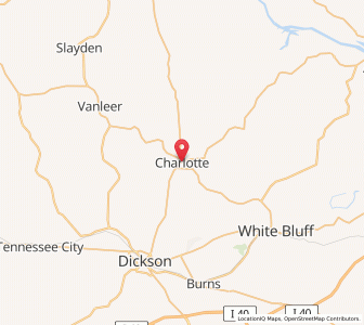 Map of Charlotte, Tennessee