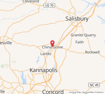 Map of China Grove, North Carolina