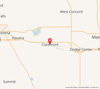 Map of Claremont, Minnesota