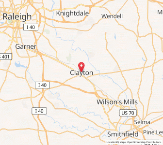 Map of Clayton, North Carolina
