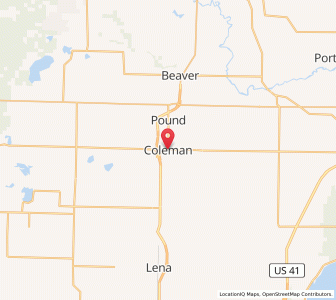 Map of Coleman, Wisconsin