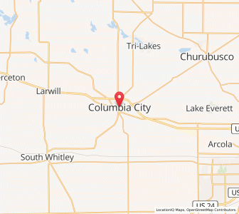 Map of Columbia City, Indiana