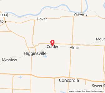 Map of Corder, Missouri