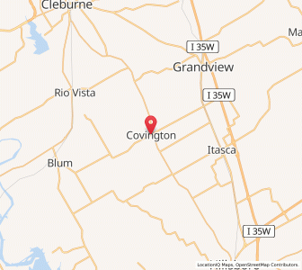 Map of Covington, Texas