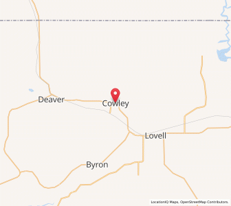 Map of Cowley, Wyoming