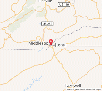 Map of Cumberland Gap, Tennessee