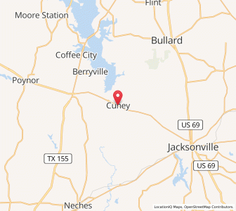 Map of Cuney, Texas