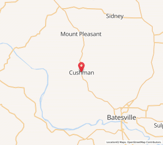 Map of Cushman, Arkansas