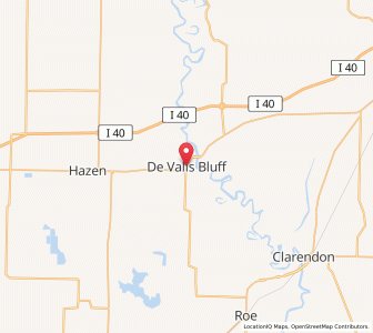 Map of De Valls Bluff, Arkansas