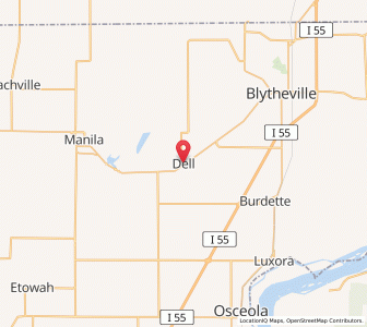 Map of Dell, Arkansas