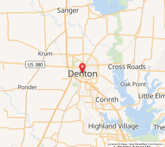 Map of Denton, Texas