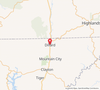 Map of Dillard, Georgia
