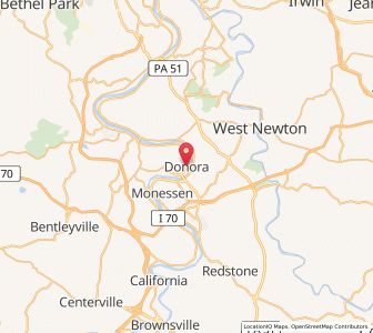 Map of Donora, Pennsylvania