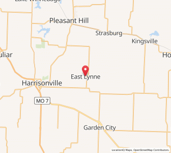 Map of East Lynne, Missouri