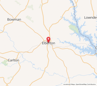 Map of Elberton, Georgia