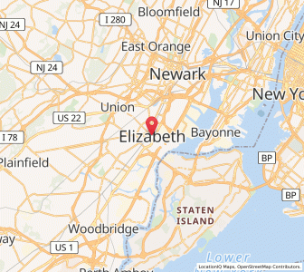 Map of Elizabeth, New Jersey