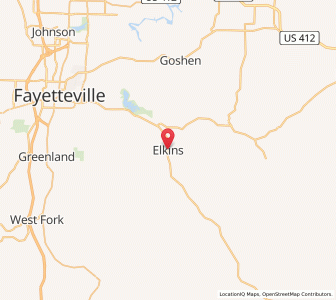 Map of Elkins, Arkansas
