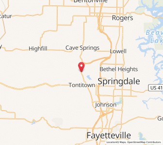 Map of Elm Springs, Arkansas