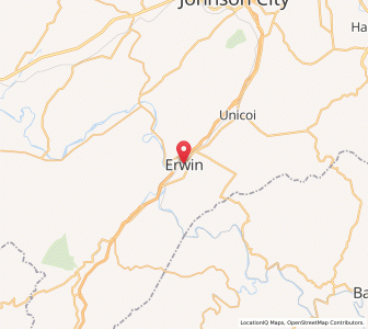 Map of Erwin, Tennessee
