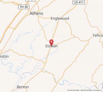 Map of Etowah, Tennessee