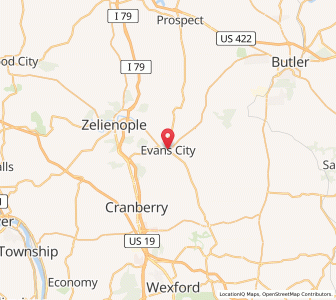 Map of Evans City, Pennsylvania