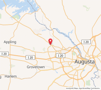Map of Evans, Georgia