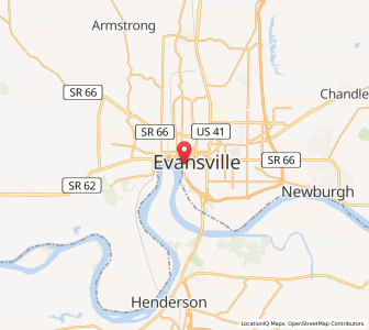 Map of Evansville, Indiana