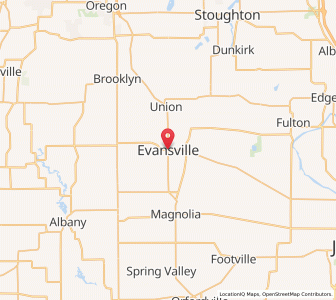 Map of Evansville, Wisconsin