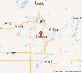 Map of Eveleth, Minnesota