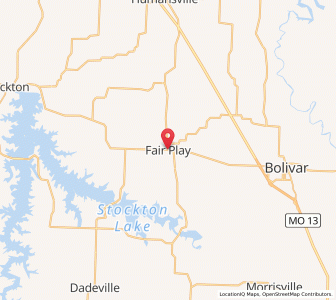 Map of Fair Play, Missouri