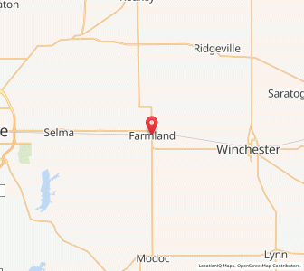 Map of Farmland, Indiana