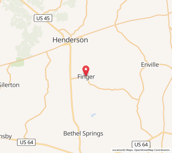 Map of Finger, Tennessee