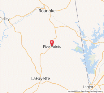 Map of Five Points, Alabama