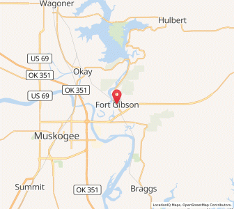 Map of Fort Gibson, Oklahoma