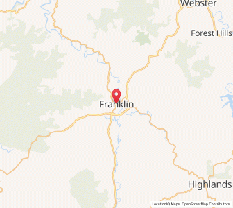 Map of Franklin, North Carolina