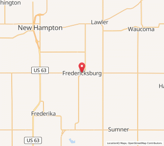 Map of Fredericksburg, Iowa