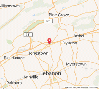 Map of Fredericksburg, Pennsylvania