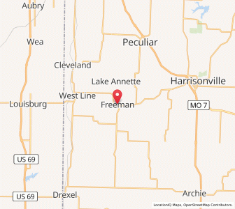 Map of Freeman, Missouri