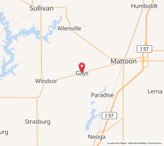 Map of Gays, Illinois