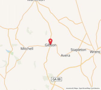 Map of Gibson, Georgia